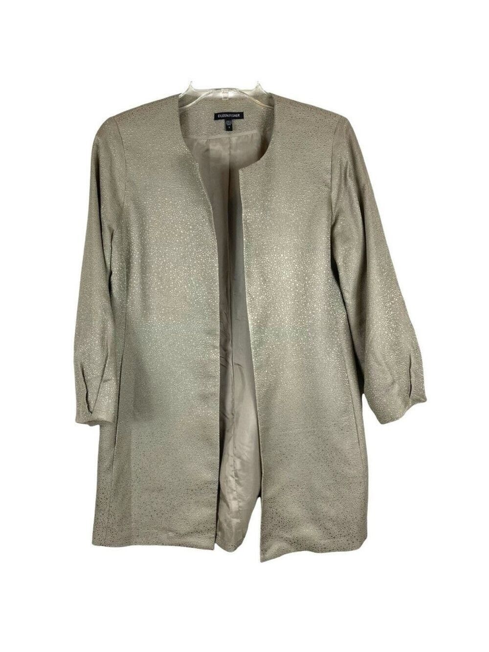 Eileen Fisher Women's Silk Open Blazer Large Evening Elegant